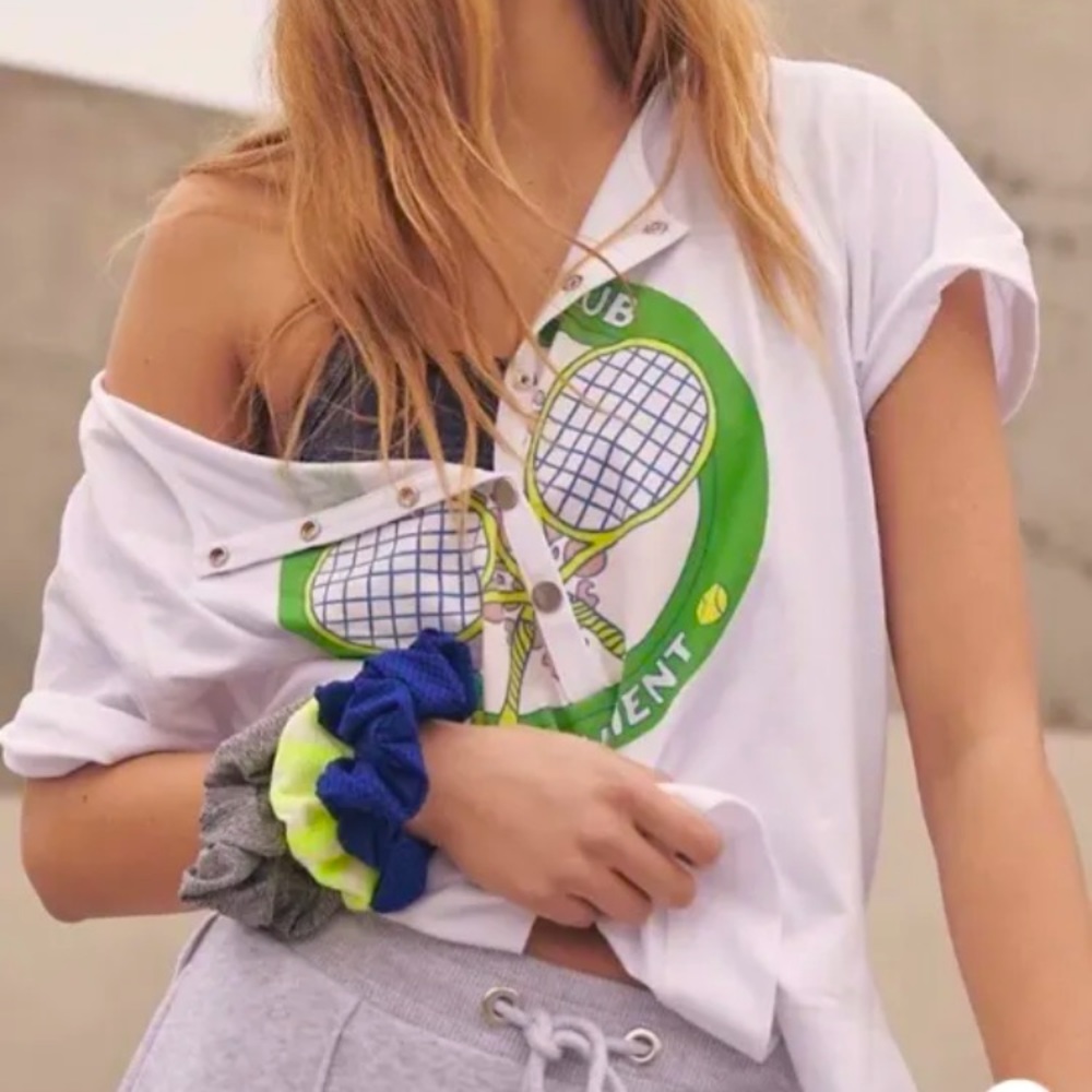 Free People Movement 🎾 Inhale Henley Graphic T Shirt, NWT Sz S